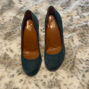 Gucci suede teal heels